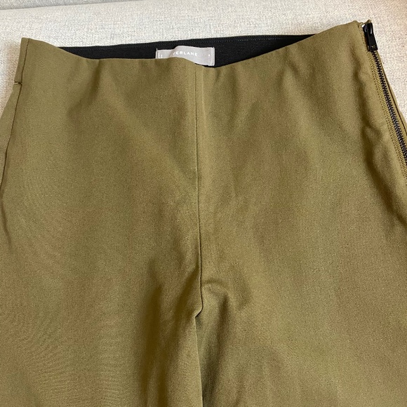 Everlane Work Pant in Olive Green Size 4 Regular - Side Zip Stretch Cotton Pants - Picture 5 of 10